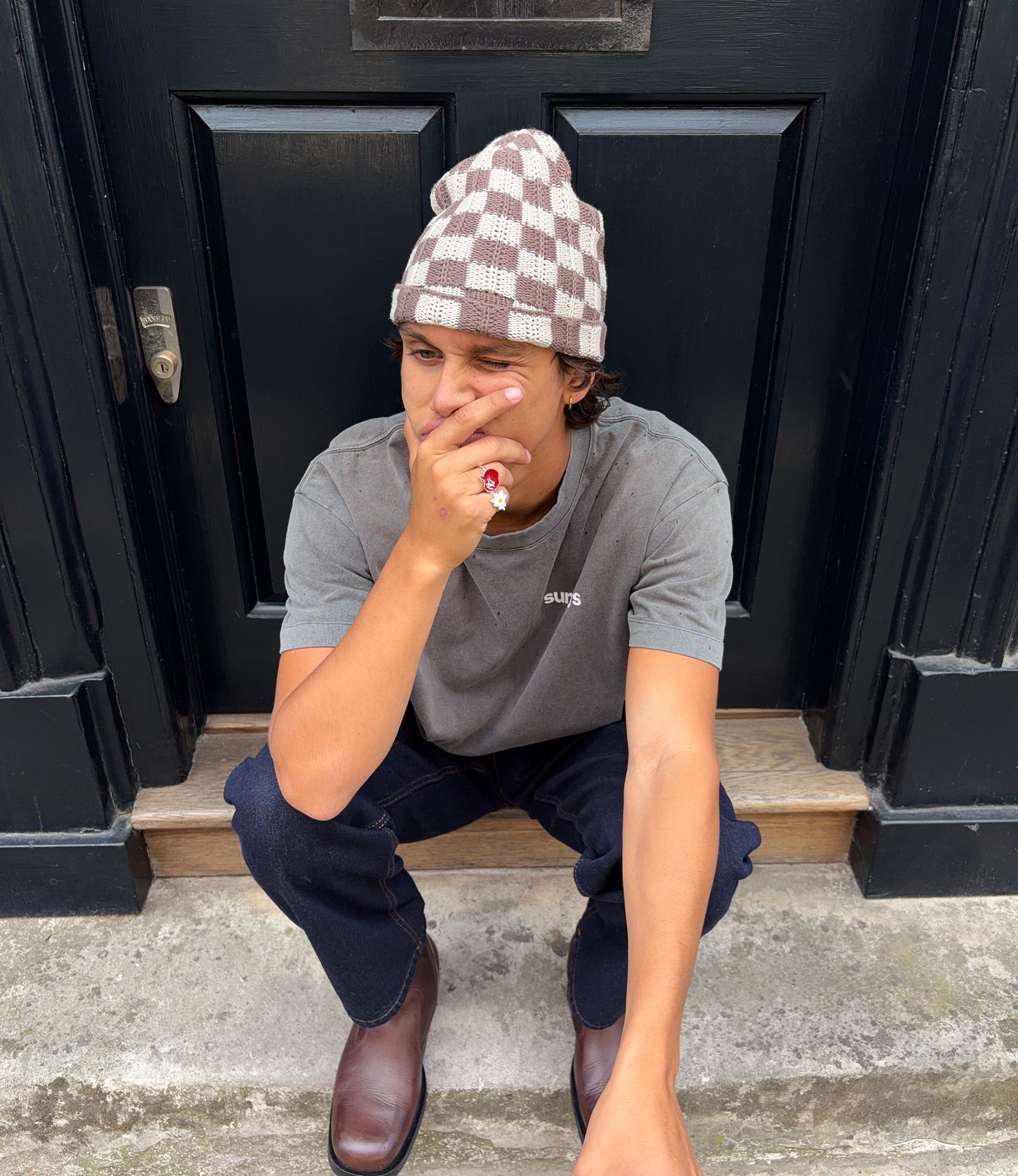 sundays ビーニー　チェック Taupe – sundays.xyz