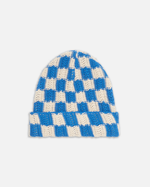 Sundays ビーニー ブロックチェック Beanie-Blue_16931acf-6783-42f5